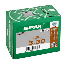 Шуруп Spax 3x30 мм 0151010300303 (300 шт/упак) - плоская головка, Wirox (EAN 4003530258541)