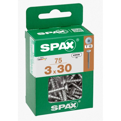 Шуруп Spax 3x30 мм 4151010300302 (75 шт/упак) - плоская головка, Wirox (EAN 4003530258749)