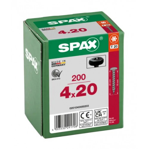 Шуруп Spax 4*20 (200 шт/упак) 0201040400203 - полусферическая головка, Blax (EAN 4003530291708)