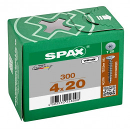 Шуруп Spax 4x20 мм 0151010400203 (300 шт/упак) - плоская головка, Wirox (EAN 4003530258008)