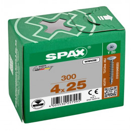 Шуруп Spax 4x25 мм 0151010400253 (300 шт/упак) - плоская головка, Wirox (EAN 4003530257995)