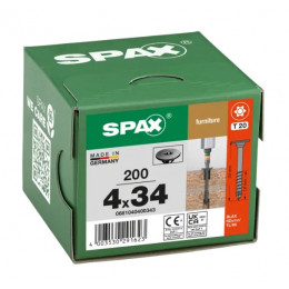 Шуруп Spax 4x34 мм 0681040400343 (200 шт/упак) - плоская головка, Blax (EAN 4003530291623)