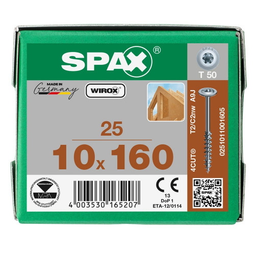 Spax 10x160 мм 0251011001605 / стар. 0251021001605 (25 шт/упак)