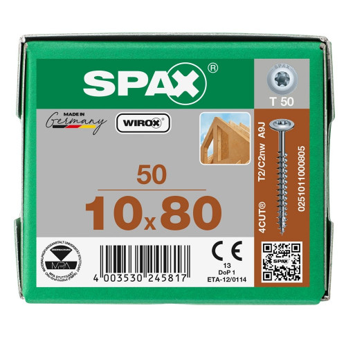 Spax 10x80 мм 0251011000805 / стар. 0251021000805 (50 шт/упак)