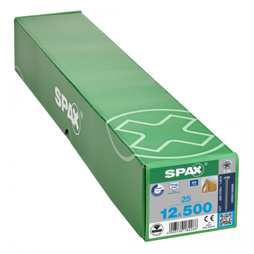 Spax 12x500 мм 1208001205005 (25 шт/упак.) - нерж., полная резьба 