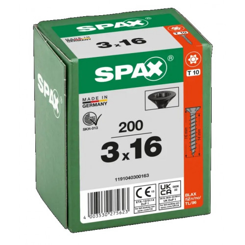 Spax 3,0х16 мм 1191040300163 (200 шт/упак) Blax (EAN: 4003530275623)