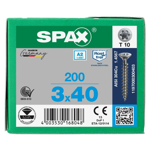 Spax 3,0x40 мм 1197000300403 (200 шт/упак.)