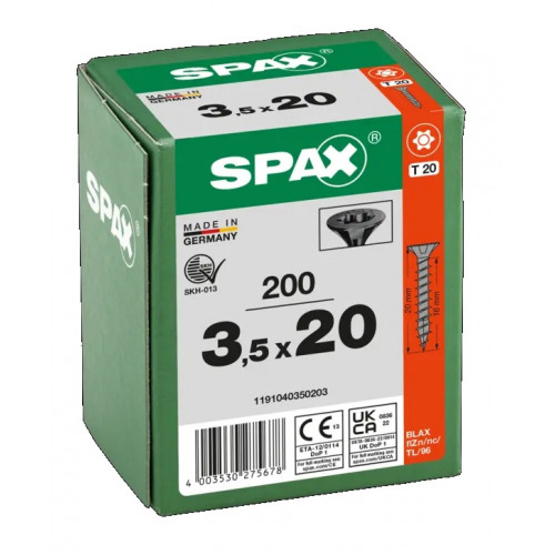 Spax 3,5х20 мм 1191040350203 (200 шт/упак) Blax (EAN: 4003530275678)