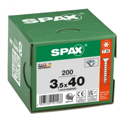 Spax 3,5x40 мм 1191010350403 (200 шт/упак) (EAN 4003530101588) - универсальный, потай, Wirox