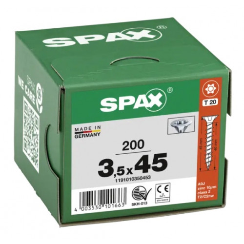 Spax 3,5x45 мм 1191010350453 (200 шт/упак) (EAN 4003530101663) - универсальный, потай, Wirox