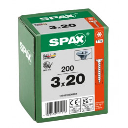 Spax 3x20 мм 1191010300203 (200 шт/упак) (EAN 4003530101113) - универсальный, потай, Wirox