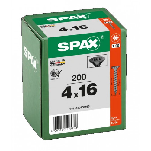 Spax 4,0х16 мм 1191040400163 (200 шт/упак) Blax (EAN: 4003530275708)