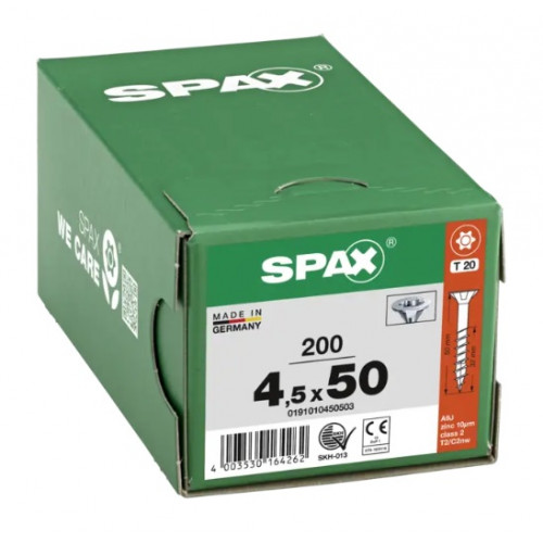 Spax 4,5x50 мм 0191010450503 (200 шт/упак) (EAN 4003530164262) - универсальный, потай, Wirox