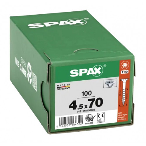 Spax 4,5x70 мм 0191010450703 (100 шт/упак) (EAN 4003530164323) - универсальный, потай, Wirox