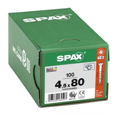 Spax 4,5x80 мм 0191010450803 (100 шт/упак) (EAN 4003530164507) - универсальный, потай, Wirox