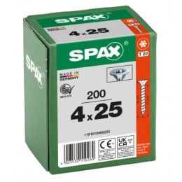 Spax 4x25 мм 1191010400253 (200 шт/упак) (EAN 4003530110269) - универсальный, потай, Wirox