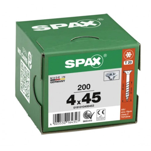 Spax 4x45 мм 0191010400453 (200 шт/упак) (EAN 4003530164347) - универсальный, потай, Wirox