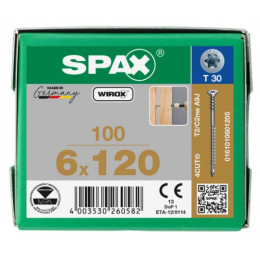 Spax 6*120 регулировочный 0161010601205 (100 шт), Wirox, T30 EAN 4003530260582