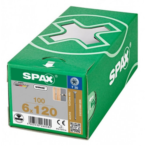 Spax 6*120 регулировочный 0161010601205 (100 шт), Wirox, T30 EAN 4003530260582