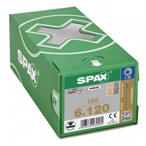 Spax 6*120 регулировочный 0161010601205 (100 шт), Wirox, T30 EAN 4003530260582