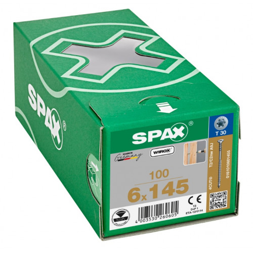 Spax 6*145 регулировочный 0161010601455 (100 шт), Wirox, T30 EAN 4003530260605