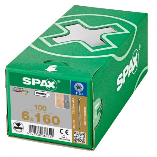 Spax 6*160 регулировочный 0161010601605 (100 шт), Wirox, T30 EAN 4003530260612