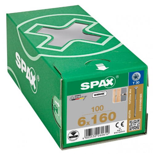 Spax 6*160 регулировочный 0161010601605 (100 шт), Wirox, T30 EAN 4003530260612