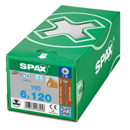 Spax 6x120 мм 0257000601205 (100 шт/упак.) - нержавейка А2, тарельчатая головка T-30
