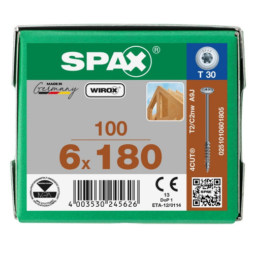 Spax 6x180 мм 0251010601805 / стар. 0251750601805 (100 шт/упак)