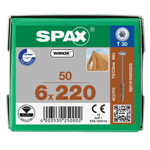 Spax 6x220 мм 0251010602205 (50 шт/упак) 