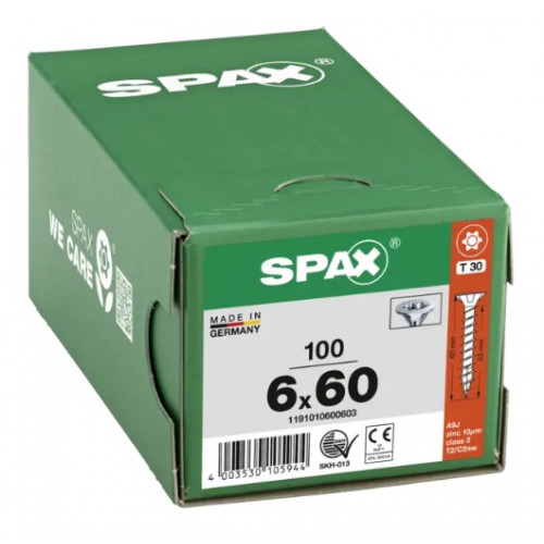 Spax 6x60 мм 1191010600603 (100 шт/упак) (EAN 4003530105944) - универсальный, потай, Wirox