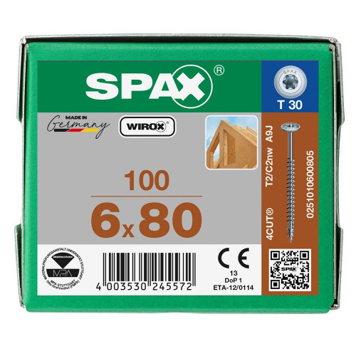 Spax 6x80 мм 0251010600805 / стар. 0251750600805 (100 шт/упак)
