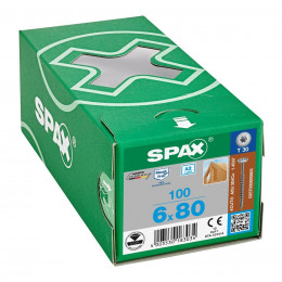 Spax 6x80 мм 0257000600805 (100 шт/упак.) - нержавейка А2, тарельчатая головка T-30
