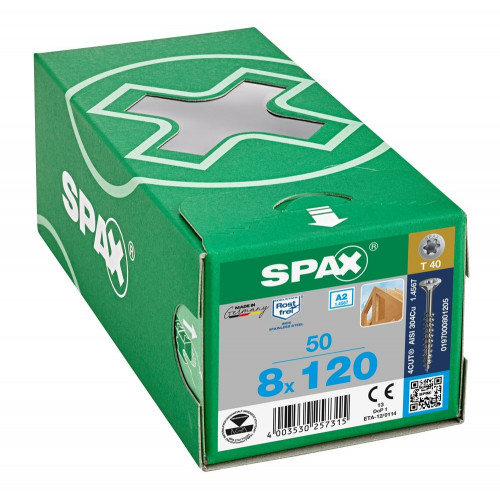 Spax 8x120 мм 0197000801205 (50 шт/упак.) - А2, неполная резьба 
