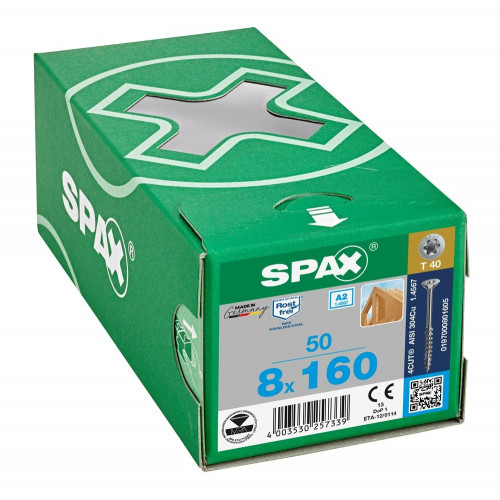 Spax 8x160 мм 0197000801605 (50 шт/упак.) - А2, неполная резьба 