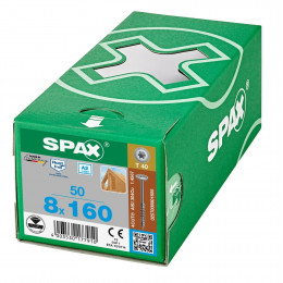 Spax 8x160 мм 0257000801605 (50 шт/упак.) - нержавейка А2, тарельчатая головка T-30
