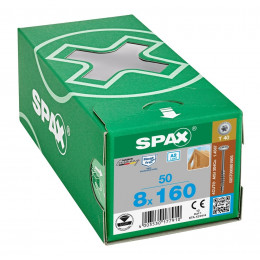 Spax 8x160 мм 0257000801605 (50 шт/упак.) - нержавейка А2, тарельчатая головка T-30