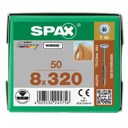 Spax 8x320 мм 0251010803205 / стар. 0251750803205 (50 шт/упак)
