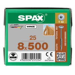 Spax 8x500 мм 0251010805005  (25 шт/упак) EAN 4003530257254