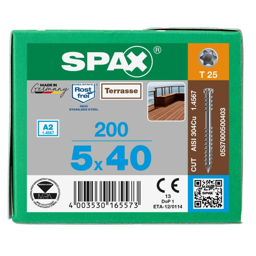 Spax-D для террасной доски 5*40 мм 0537000500403 A2 (200 шт)