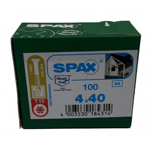 Spax для фасадов 4,0x40 мм 0467000400403 (100 шт/упак.) - малая головка, A2