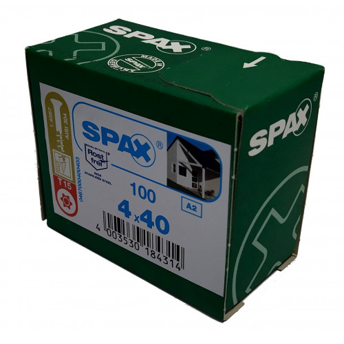 Spax для фасадов 4,0x40 мм 0467000400403 (100 шт/упак.) - малая головка, A2