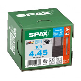 Spax для фасадов 4,0x45 мм 0467040400453 (100 шт/упак.) - малая головка, A2 черный Blax (EAN  400353