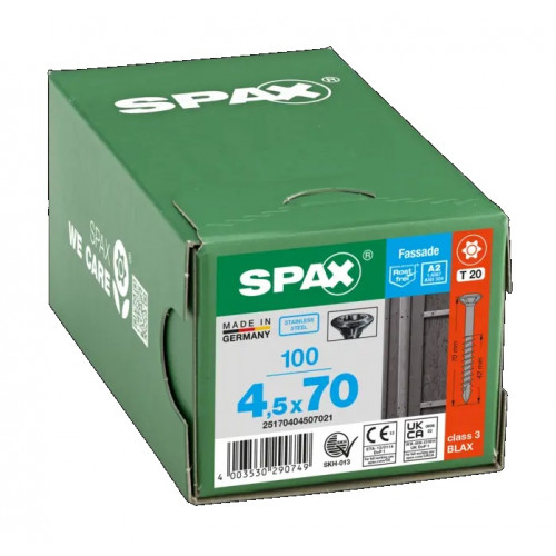 Spax для фасадов 4.5*70 мм 25170404507021 (100 шт/упак) чёрный Blax (EAN  4003530290749)