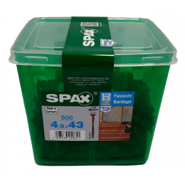 Spax для фасадов 4,5x43 мм 4547140450439 500 шт/упак. - двойная резьба, A2 Antik, 4003530240621