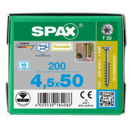 Spax для фасадов 4,5x50 мм 2517000450521 / 0517000450521 (200 шт/упак.)  A2