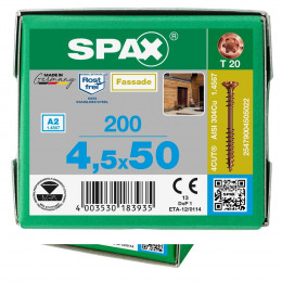 Spax для фасадов 4,5x50 мм 25479004505022 (200 шт/упак.) - двойная резьба, A2 (EAN 4003530183935)