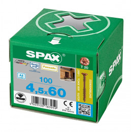 Spax для фасадов 4,5x60 мм 25479004506022 (100 шт/упак.) - двойная резьба, A2 (EAN 4003530183959)