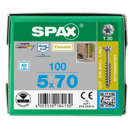 Spax для фасадов 5,0x70 мм 25170005007021 / 0517000500703 (100 шт/упак.) A2