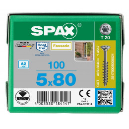 Spax для фасадов 5,0x80 мм 25170005008021 / 0517000500803(100 шт/упак.) A2